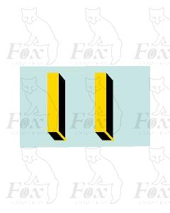 Yellow/black with shadow & highlight (11.7mm high) 1 pair number 1