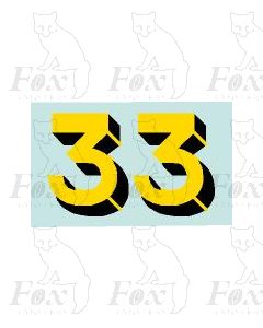 Yellow/black with shadow & highlight (11.7mm high) 1 pair number 3