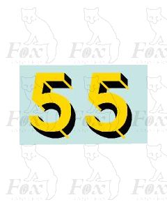 Yellow/black with shadow & highlight (23mm high) 1 pair number 5