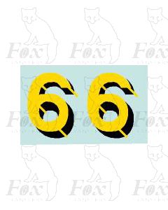 Yellow/black with shadow & highlight (23mm high) 1 pair number 6