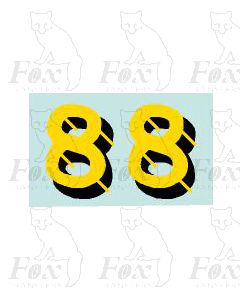 Yellow/black with shadow & highlight (23mm high) 1 pair number 8
