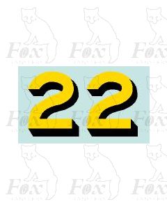 Yellow/black with shadow (17mm high) 1 pair number 2