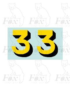 Yellow/black with shadow (33.5mm high) 1 pair number 3