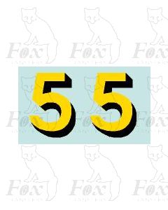 Yellow/black with shadow (11.7mm high) 1 pair number 5
