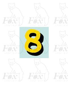(7mm high) Yellow/black with shadow1 x number 8