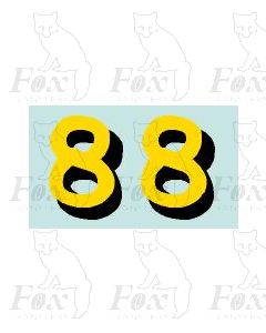 Yellow/black with shadow (11.7mm high) 1 pair number 8