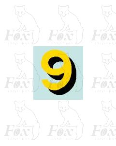 (22mm high) Yellow/black with shadow 1 x number 9
