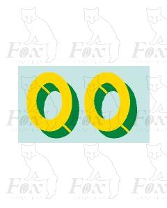 Yellow/green with shadow & highlight (33.5mm high) 1 pair number 0