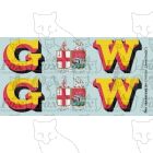 1927-1934 : G (twin shield crest) W Loco Initials yellow/red