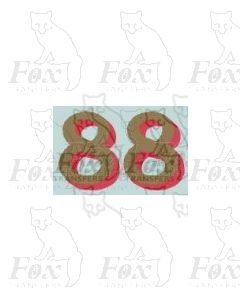 (12.25mm high) Gold/red shadow - 1 pair number 8 