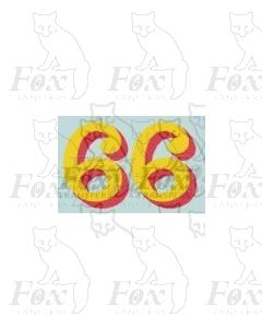 (12.25mm high) Yellow/red shadow - 1 pair number 6 