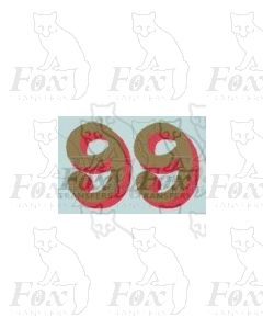 (12.25mm high) Gold/red shadow - 1 pair number 9 