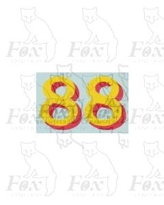 (12.25mm high) Yellow/red shadow - 1 pair number 8 
