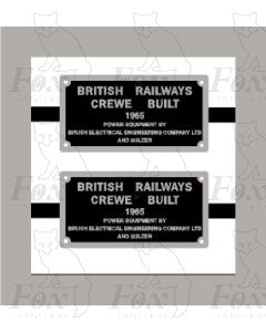 BR CREWE  works plates for many Diesel Classes