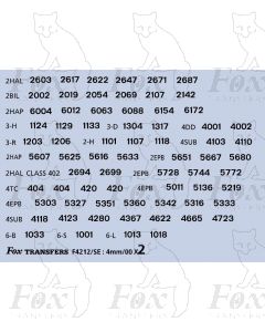 SOUTHERN ELECTRIC - UNIT Numbersets for Blue stock with yellow ends (2 sheets)