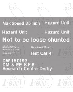 Departmental Brandings - DW 150192 Test Car 4 (2 sheets)