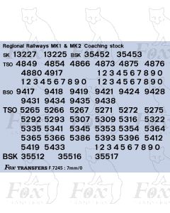 Regional Railways Running numbers for MK1 and Mk2 Coaches