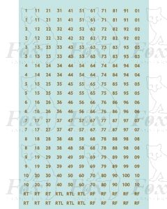 Gold Fleet numbers - RT, RTL S RF plus pairs 01-100