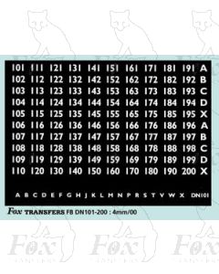 Route Numbersets STANDARD SETS 101-200 white