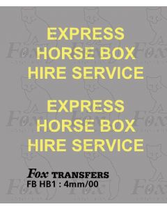 EXPRESS HORSE BOX HIRE SERVICE (for British Railways era)