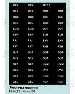 LT Numberplate Letters (sheet 1)