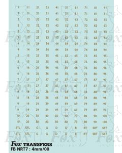 Gold Fleet numbers - STL, G, D, B, RT, SRT plus pairs 01-100