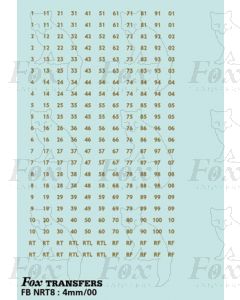 Gold Fleet numbers - RT, RTL S RF plus pairs 01-100