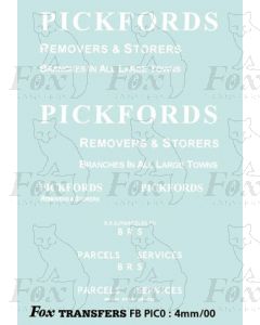 PICKFORDS small lettering in white 2 sides, 1 front