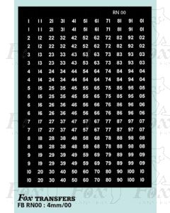 Numberplate Numbers - Pairs for four digit numbers 01-99