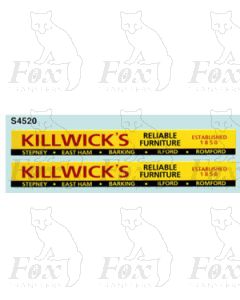 Advertisement 1940s & 1950s - KILLWICKS RELIABLE FURNITURE