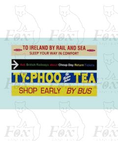 Set of 4, full colour Advertisement for Bus sides. Period 1950s & 1960s