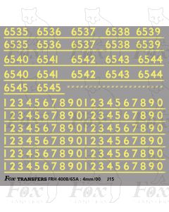 Partly made-up Cabside Numbersets for J15 Locos