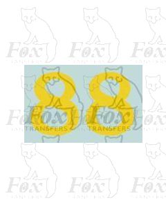 (13.5mm high) Yellow - 1 pair number 8 