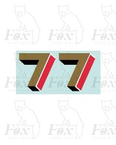  (15.5mm high) Gold/red/black/white - 1 pair number 7 