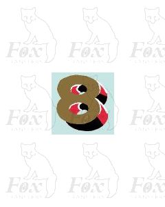 (10.75mm high) Gold/red/black/white - 1 x number 8 