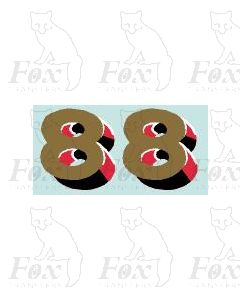  (15.5mm high) Gold/red/black/white - 1 pair number 8 