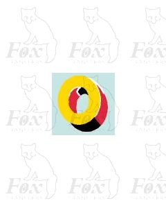 (10.75mm high) Yellow/red/black/white - 1 x number 0 