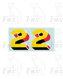  (30.5mm high) Yellow/red/black/white - 1 pair number 2 