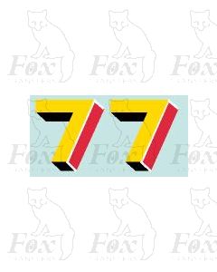  (15.5mm high) Yellow/red/black/white - 1 pair number 7 