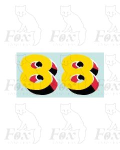  (15.5mm high) Yellow/red/black/white - 1 pair number 8 