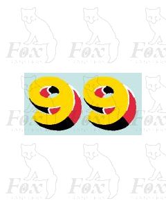  (15.5mm high) Yellow/red/black/white - 1 pair number 9 