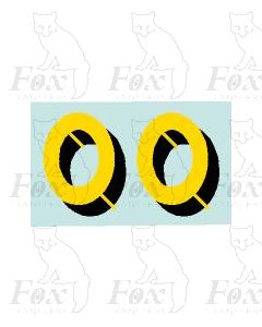 Yellow/black with shadow & highlight (23mm high) 1 pair number 0 