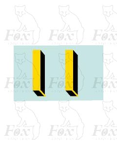 Yellow/black with shadow  & highlight (11.7mm high) 1 pair number 1 