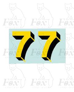Yellow/black with shadow  & highlight (11.7mm high) 1 pair number 7 
