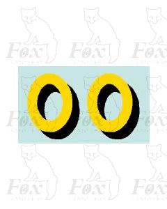 Yellow/black with shadow (11.7mm high) 1 pair number 0 