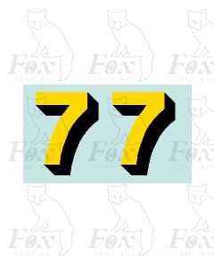 Yellow/black with shadow (11.7mm high) 1 pair number 7 