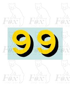 Yellow/black with shadow (33.5mm high) 1 pair number 9 