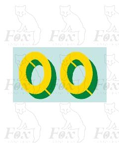 Yellow/green with shadow & highlight (17mm high) 1 pair number 0 