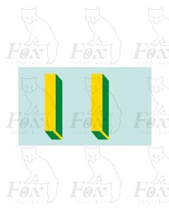 Yellow/green with shadow and highlight (23mm high) 1 pair number 1