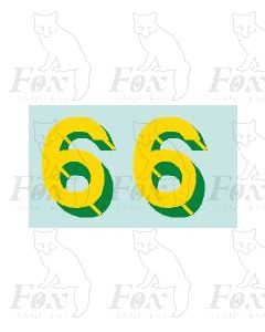 Yellow/green with shadow & highlight (11.7mm high) 1 pair number 6 